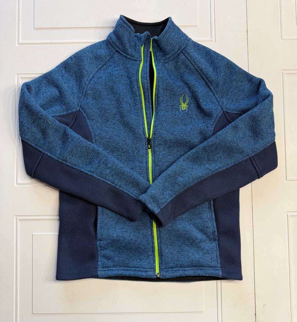 Spyder Mens Sz M Blue Two Tone Zip Up Sweatshirt Sherpa Lined Warm